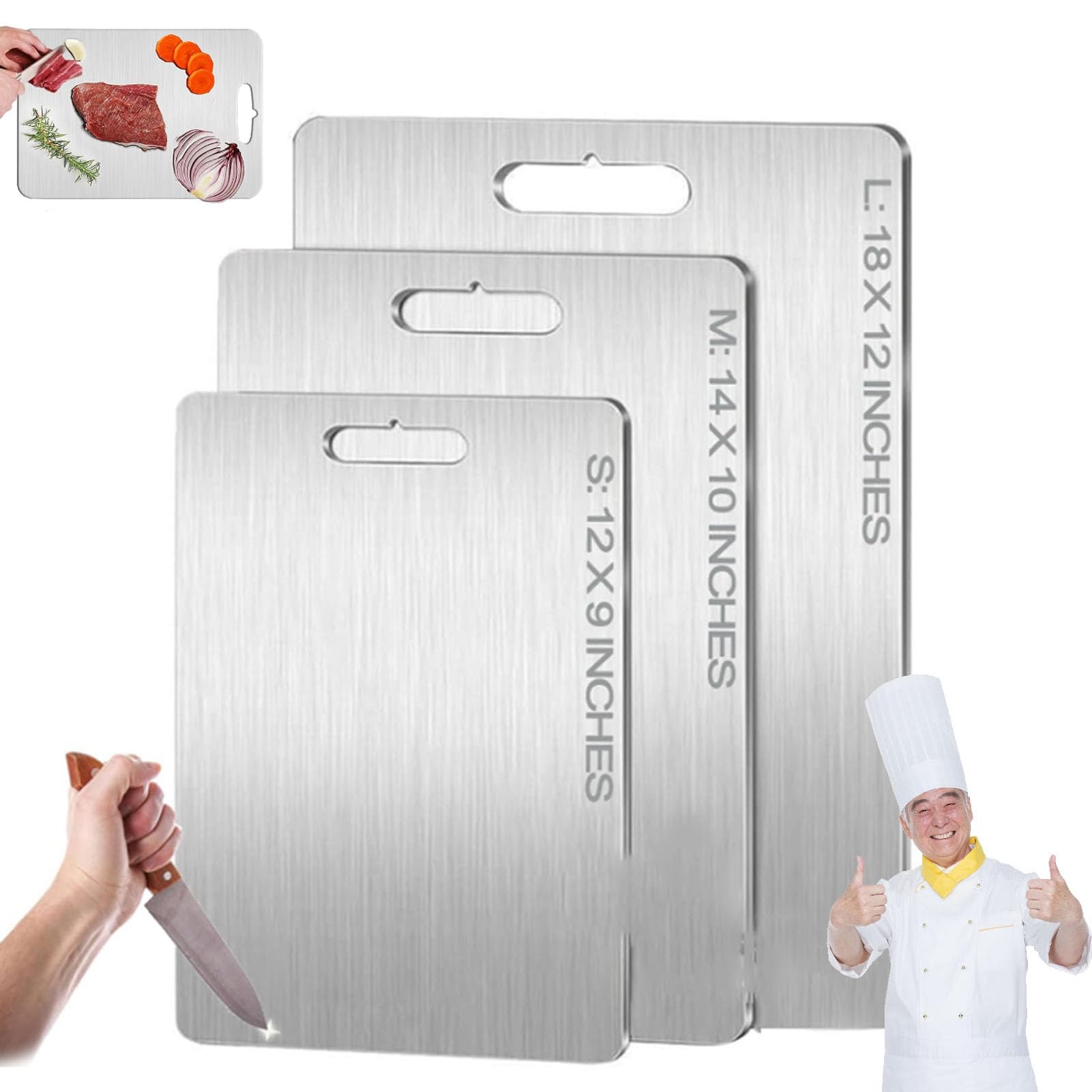 Titan Schneidebrett, 2024 Top 100% Pure Titanium Cutting Boards, Edelstahl Schneidebrett, Titan Schneidebrett Klein, Schneidebretter Titan Für Die Küche Im Freien Camping Wandern (L)