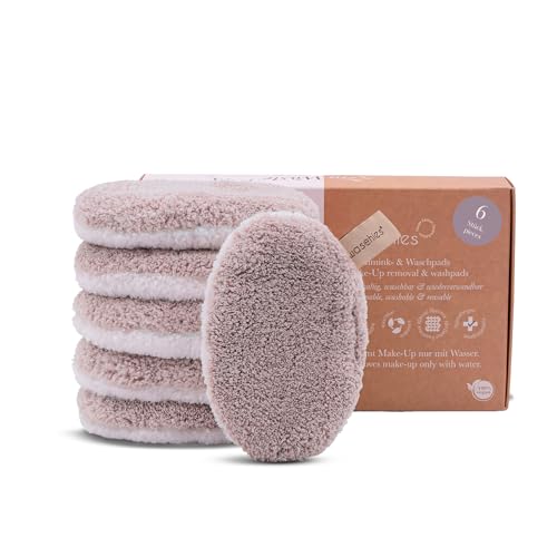 waschies waschbare Abschmink- & Reinigungspads wiederverwendbar, porentiefe Reinigung nur mit Wasser, hautschonend, hypoallergen, supersoft "Taupe Edition" 6er Set