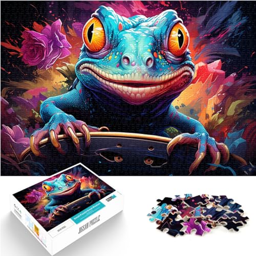 Spiel-Geschenk-Puzzle, Bunter Psychedelischer Frosch, 1000 Teile, Puzzle für Erwachsene, anspruchsvolles, unterhaltsames Familienspiel, 1000 Teile (50 x 75 cm)