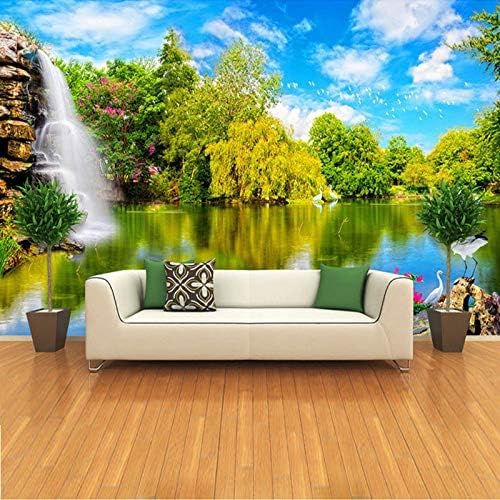 XLMING Waldlandschaft Mit Natürlichen Vögeln Und Wasser Küche Esszimmer Arbeitszimmer Wohnzimmer TV Hintergrund Wand 3D Tapete-250cm×170cm