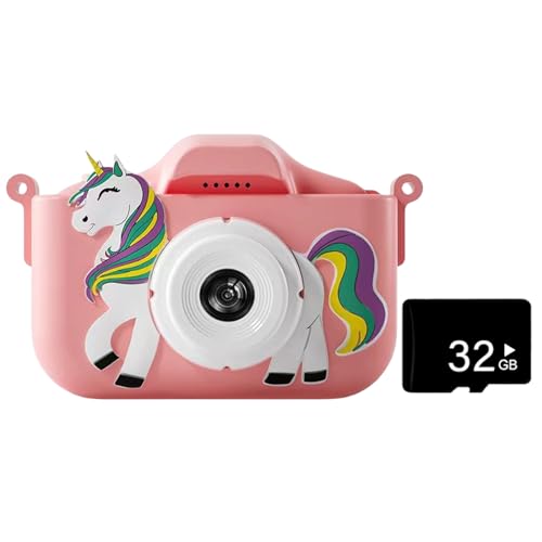 FUXIU Micro-SD-Karten-Digitalkamera für Kinder, verbesserte 1080P Selfie-Kinderkamera für Mädchen und Jungen, Geschenke, Foto-Selfie-Video, Digitalkamera, SD-Karte