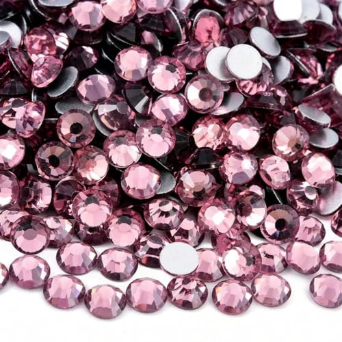 Bulk Flatback Strasssteine, Kristall Hotfix, 1440 Stück Hotfix-Strasssteine, Nicht-Hotfix-Strasssteine, Glitzer-Strasssteine, Kristall-Strass-Diamant-Nagel-Charms, Nagelkunst-Dekorationen(Lt. Amethyst