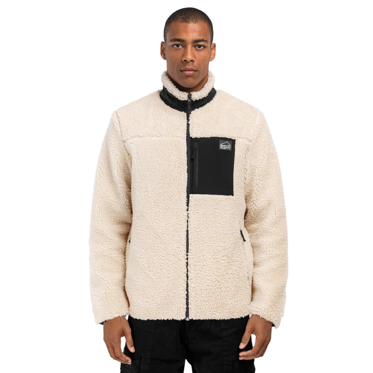 SIROKO - Sherpa Jacke Levi - XXL - Beige/Schwarz