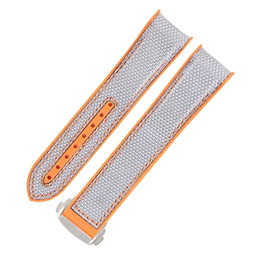 NEYENS Gummi-Uhrenarmband für Omega Seamaster, Faltschließe, luxuriöses Nylon-Silikonarmband, Zubehörteile, 20 mm, Achat