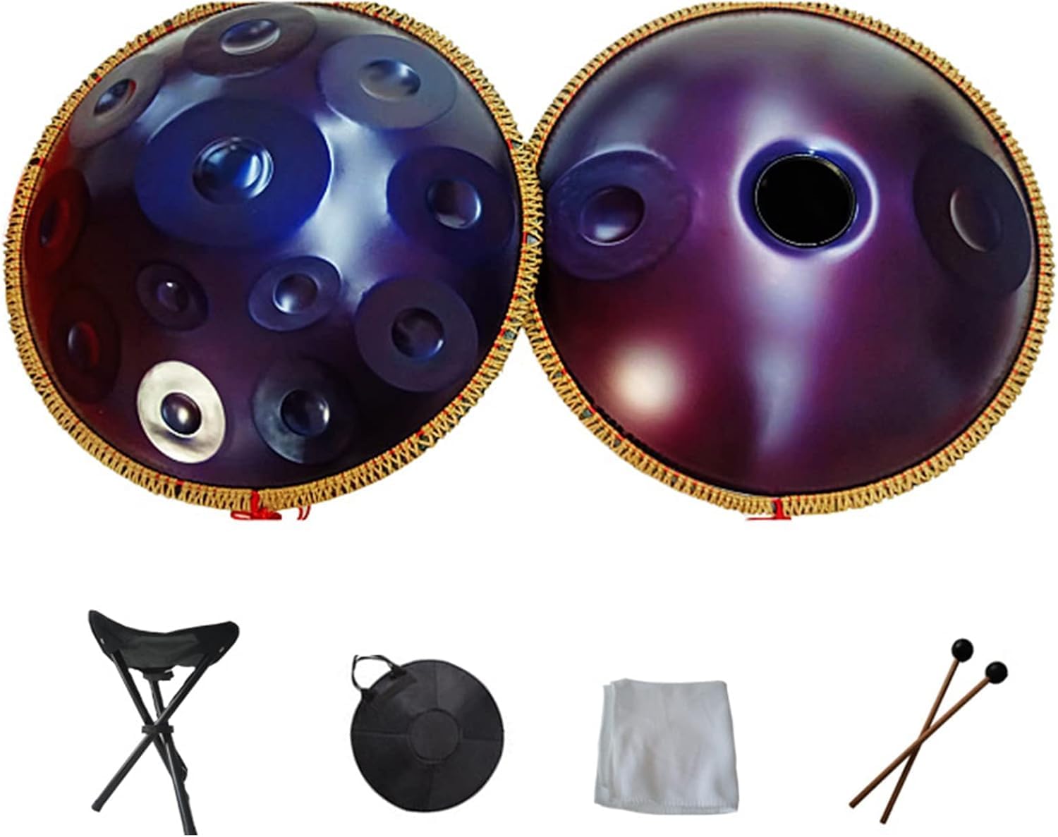 Tragbare Handpan Hand Pan Stahlzungentrommel 9 10 12 14 Noten Schlaginstrument mit Tragetasche für Anfänger Klangheilung, persönliche Meditation,Lila,14Noten