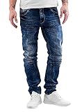 Cipo & Baxx Herren Jeans Hose Slim Fit Kontrastnaht Regular Denim Pants Freizeithose Blau W33 L34