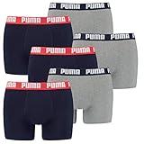 PUMA 6 er Pack Boxer Boxershorts Men Herren Unterhose Pant Unterwäsche, Farbe:036 - Blue/Grey Melange, Bekleidungsgröße:XL