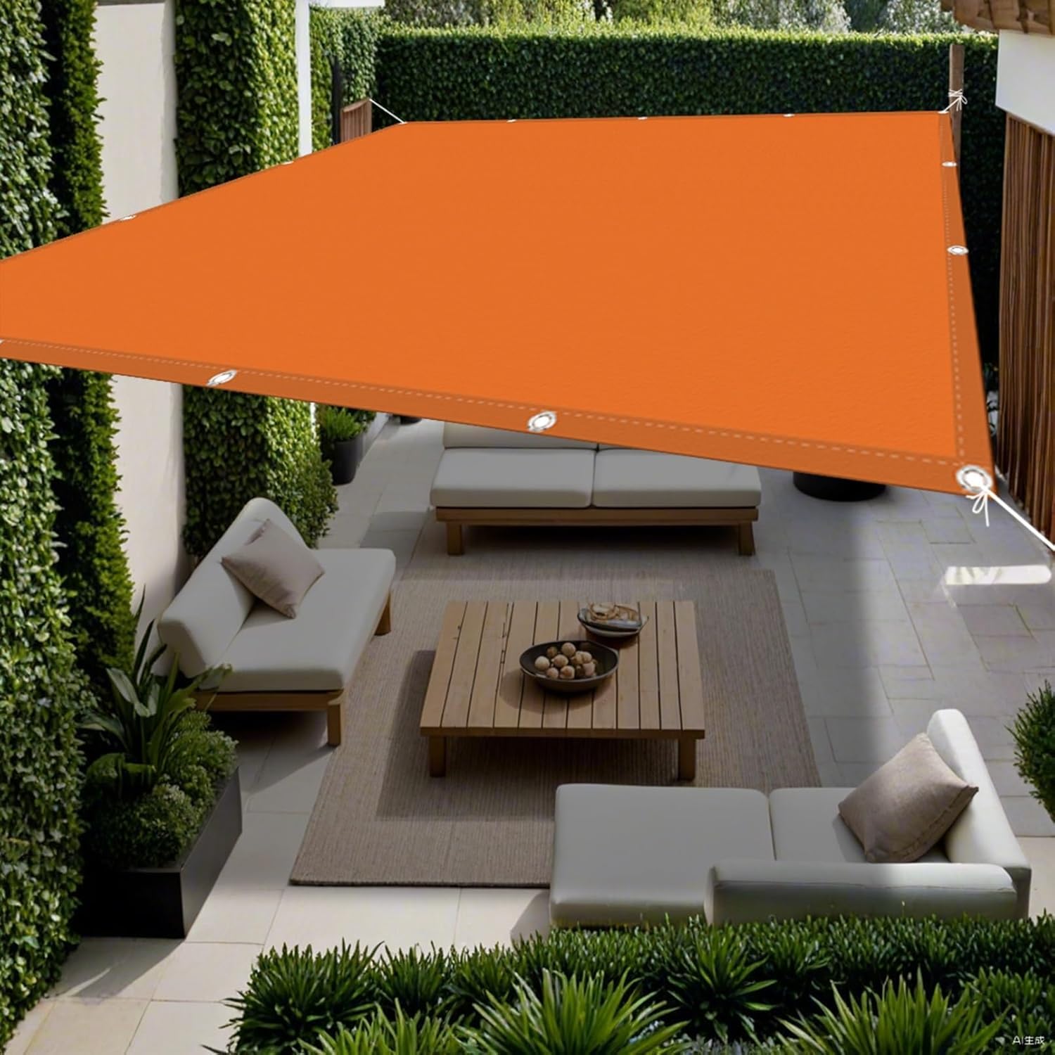 Sonnenschutzsegel mit Ösen, 150 x 320 cm (59 x 126 Zoll), 185 g/m² Material, Sonnenschutzstoff, 98% UV-Schutz, Sonnenwind für Outdoor-Gartenterrassenparty, Orange, 65 x 780 cm (26 x 307 Zol