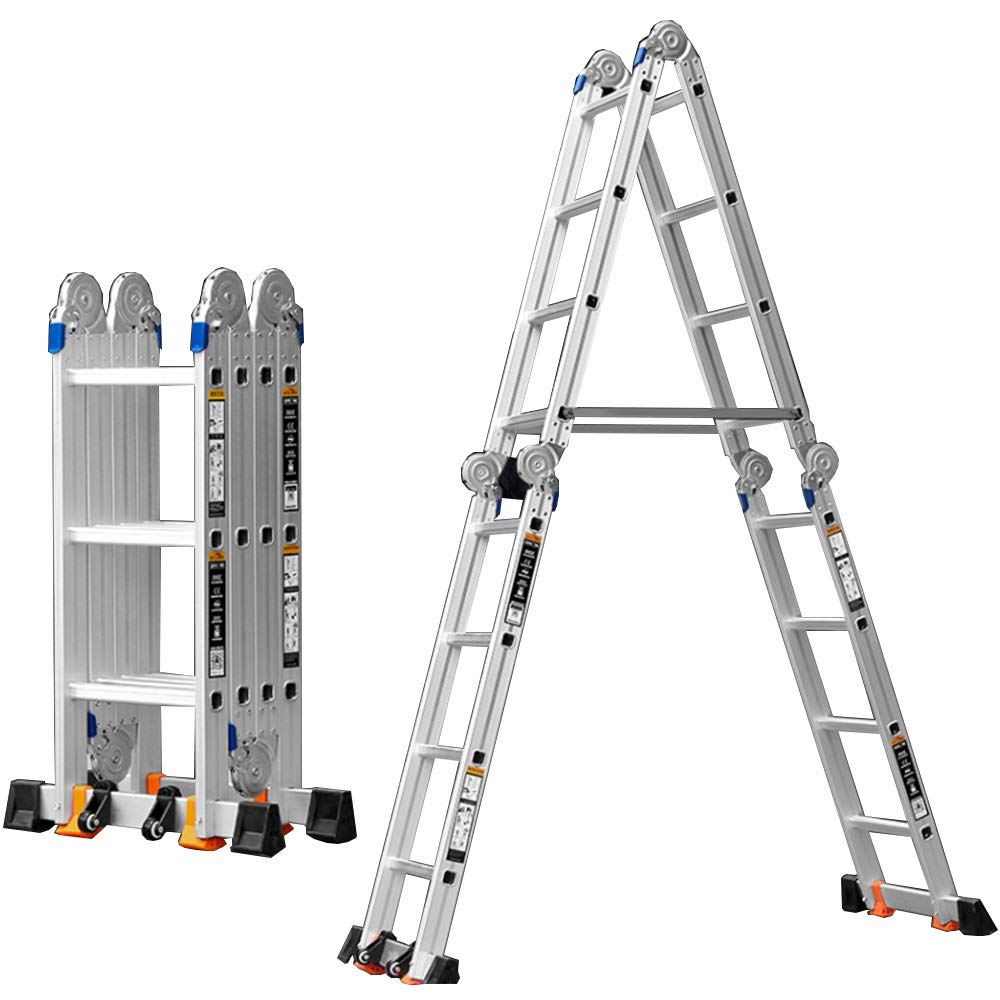 Teleskopleiter Tragbare Multifunktions-DIY-Ausziehleiter aus Aluminiumlegierung Klappleiter, Tragfähigkeit 330 lbs Einfach zu lagern und leicht zu tragen (Größe: 2,3 + 2,3 = 4,7 m (15,4 Fuß)) (2,8