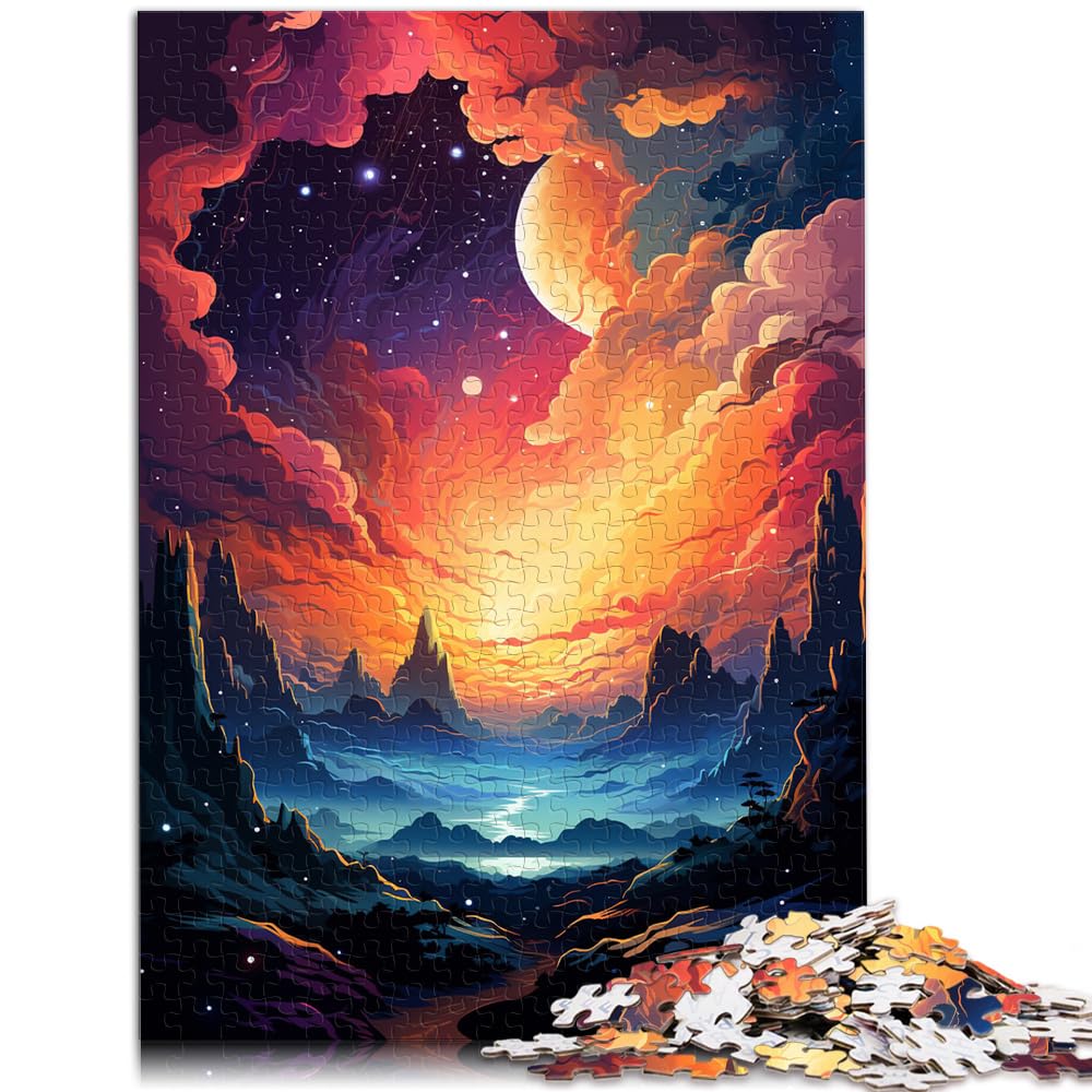 Puzzles Bunter Psychedelischer Himmel Puzzle für Erwachsene 1000-Teile Puzzle Holzpuzzle Familienspiel Stressabbau Schwieriges Herausforderungspuzzle 1000 Teile (50x75cm)