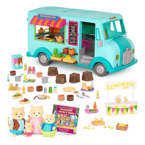 Li’l Woodzeez WZ6783Z Food Truck & Accessories – Cat Family of Figurines – Storybook Included – Kids 3 Years + – Honeysuckle Sweets & Treats – Deluxe, Multi