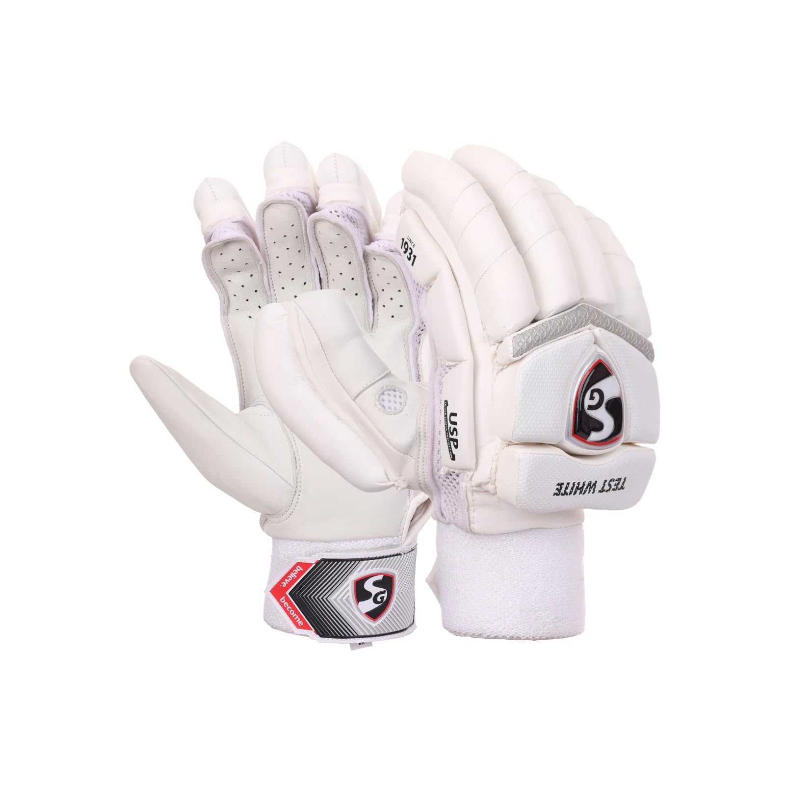 SG Test White Cricket Batting Gloves Mens Size