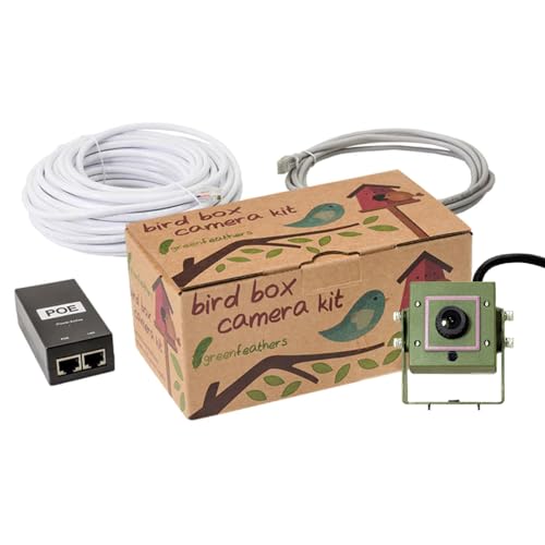 Green Feathers Wired Network Outdoor HD Bird Box Camera, 20m Cable & PoE Injector, Watch on Your Tablet or Mobile via app