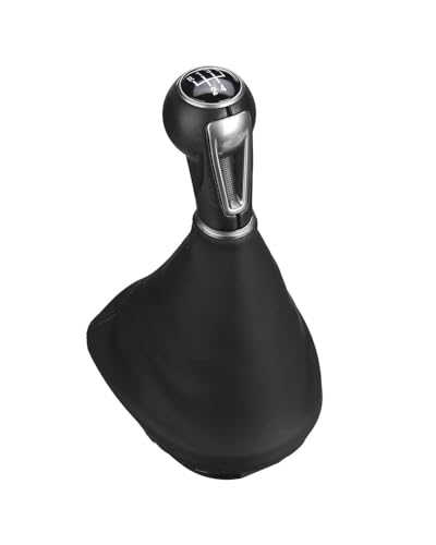 Schaltknauf Für Seat Leon 2006 2007 2008 2009 2010 2011 2012 5 6 Gang MT Auto Schalthebel Schaltknauf Mit PU-Ledermanschette Shift knob(6-Speed Black)