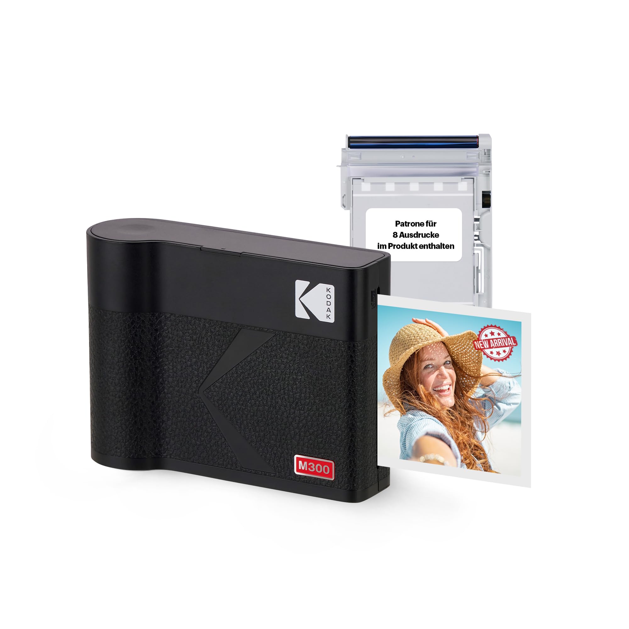 KODAK Mini 3 ERA 4PASS Mobiler Fotodrucker (7,6x7,6cm) (Schwarz, Fotodrucker + 8 Blatts)