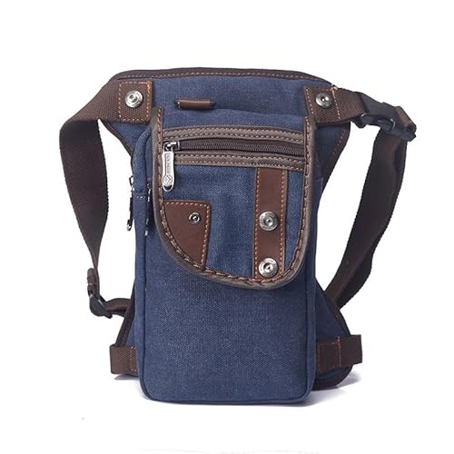 Motorrad Beintasche Motorrad-Beintasche, mehrere Taschen, Hüfttasche, Segeltuch, verschleißfest, for Reisen, Klettern, Reiten, Radfahren Motorrad Tasche Bein(Blue)