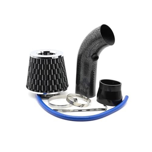 Induktion Schlauch Kit Universal Racing Aluminium Rohr Auto Kaltluft Ansaugsystem Kit Mit 3 Zoll 76mm High Flow Open Air Filter Auto Luftansaug(Carbon)