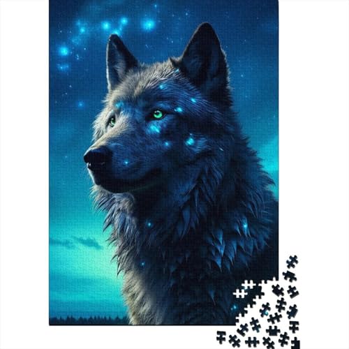 500-teiliges Puzzle für Erwachsene, Midnight Wolves, Holzpuzzle, Puzzle für Erwachsene und Teenager, Lernspiele, Heimdekorationspuzzle. 52 x 38 cm