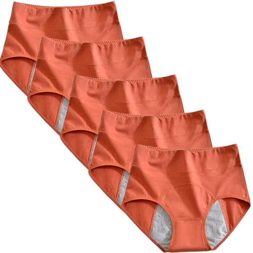 5pcs PeriodenunterschwäSche, Hohe Taille MenstruationsunterwäSche, Inkontinenz Slip, Reine Baumwolle Inkontinenz Schutzhosen UnterwäSche