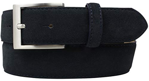 BELTINGER Gürtel aus Veloursleder 3,5 cm | Weicher Velour-Ledergürtel für Herren 35mm | Anschmiegsamer Wildleder-Gürtel | Dunkelblau 115cm