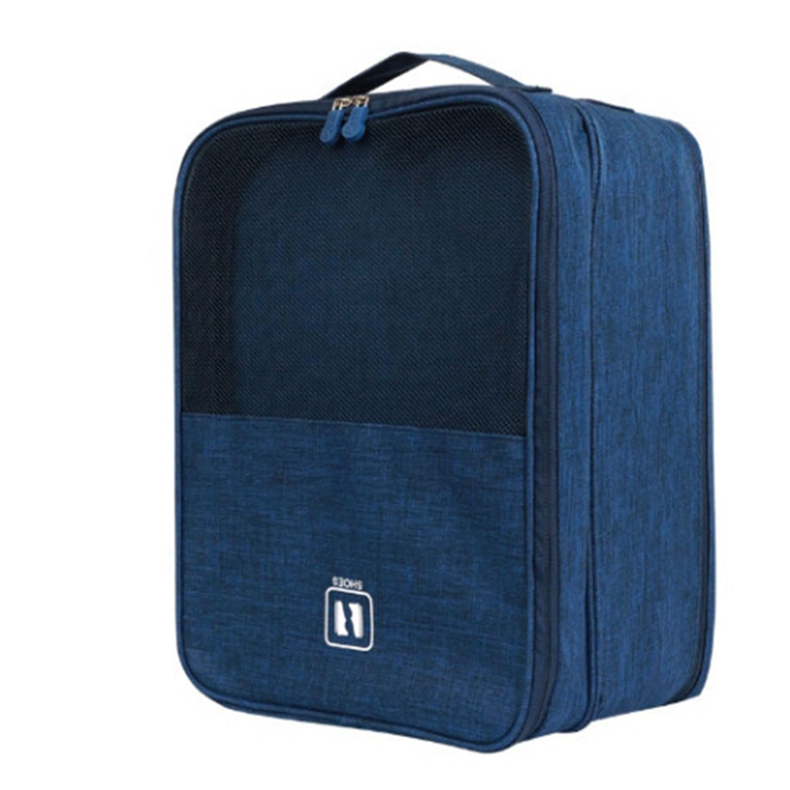 Meiliyizu Reise-Schuhtasche, langlebig, Schuhaufbewahrung, Organizer für Reisen, passend für bis zu 3 Paar Schuhe, wasserdicht, tragbar, Schuhhaltertasche, marineblau, M