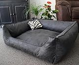 Hundebettenmanufaktur Hundebett Wildlederoptik Hundesofa Schlafplatz Velluto waschbar Farbe und Größe wählbar (90 cm X 70 cm, athrazit)