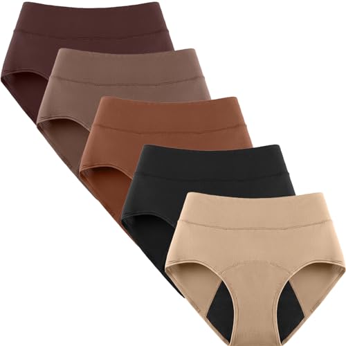 5pcs PeriodenunterschwäSche, Reine Baumwolle MenstruationsunterwäSche, Hohe Taille Inkontinenzhose, Bequem Und Atmungsaktiv Femtis Perioden UnterwäSche