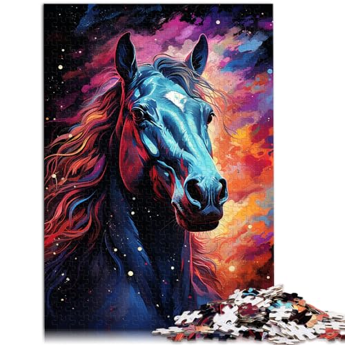 Spielgeschenk Puzzle, farbenfrohes psychedelisches Weltraumerkundungspferd, Puzzle für Erwachsene, 1000 Teile, Holzpuzzle, schwieriges, schweres Puzzle, 1000 Teile (50 x 75 cm)