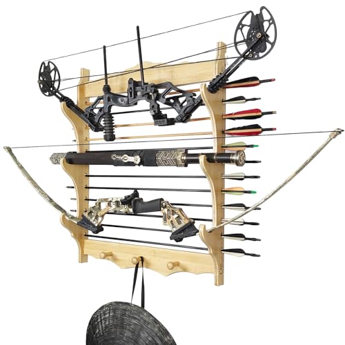 LESBJFDM Schwerthalter, Schwert-Präsentationsständer, Wandhalterung, Holzständer, 6-stöckig, Schwert-Wandaufhänger für Schwert, Angelruten, Lichtschwertständer