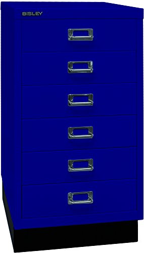 BISLEY MultiDrawer, 29er Serie mit Sockel, DIN A3, 6 Schubladen, Metall, 639 Oxfordblau, 43.2 x 34.9 x 67 cm