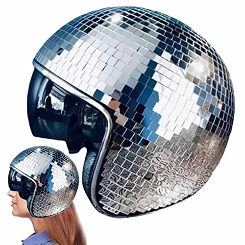 LOVEMETOO Discokugel Hüte | Discokugel Hüte Mit Einziehbarem Visier | Glitzer Spiegel Glas Discokugel Hut Helm | DiscoKugel Spiegel Hut Disco Mirror Glitter Helme Für DJ, Club, Bühne, Bar, Party