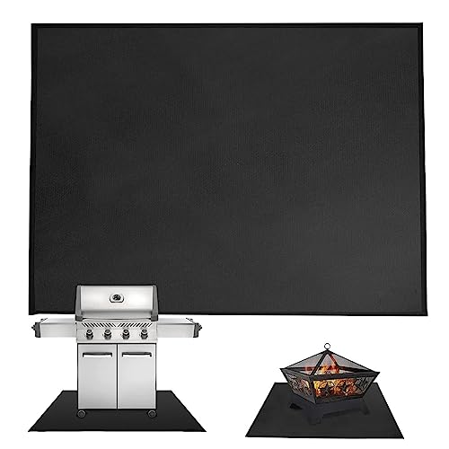 UKALOU Grillmatte, BBQ Grillmatte, BBQ Matten zum Grillen, Feuerhemmende Matte Öldicht, Hitzebeständig, Wasserdichtes Design Guter Schutz für Verschiedene Grills Kamin und Feuerstelle