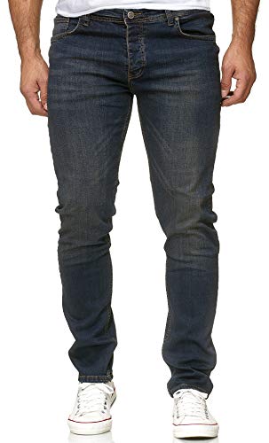 Reslad Jeans-Herren Slim Fit Basic Style Stretch-Denim Männer Jeans-Hose RS-2063 (W32 / L34, Dunkelblau (2091))