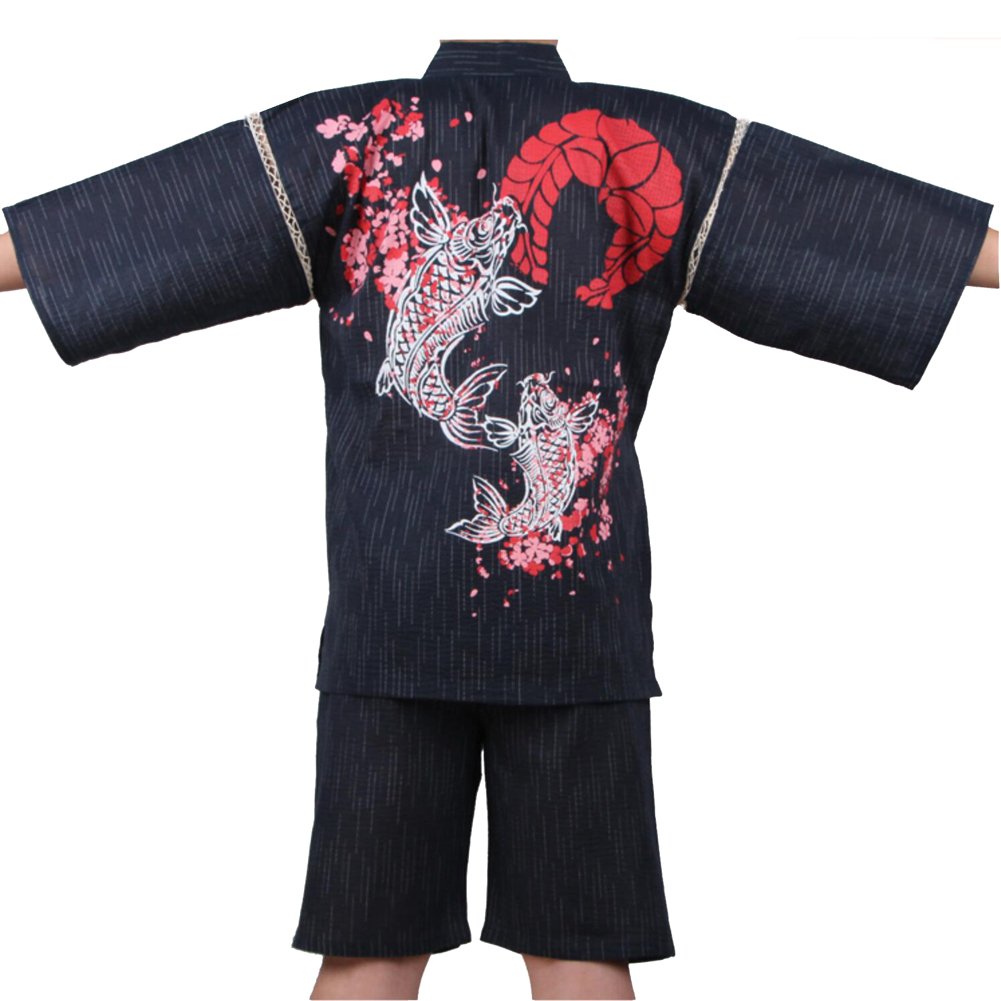 Jinbei Männer im japanischen Stil Morgenmantel Kimono Pyjamas Anzug # 07 [Größe XL]