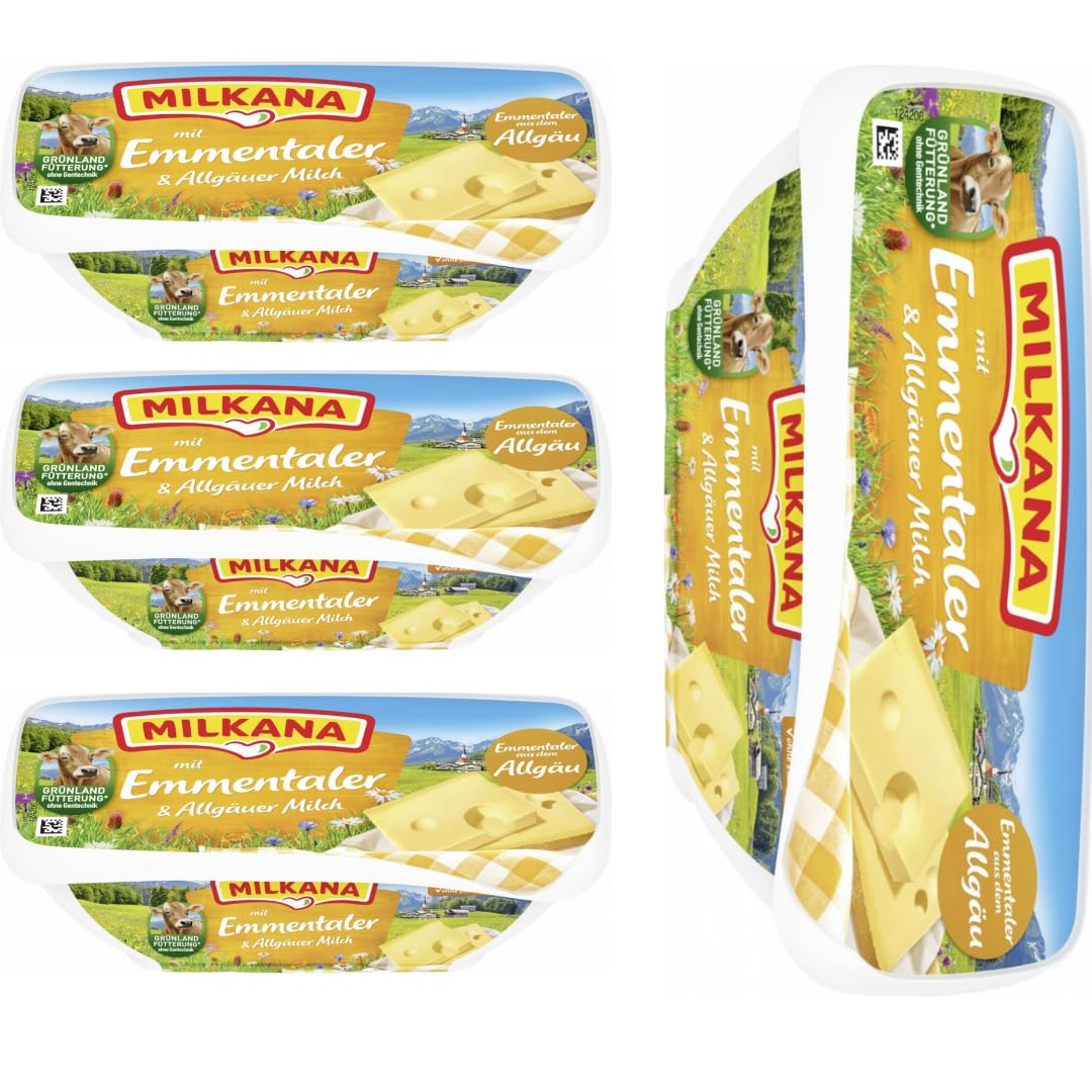 Milkana Schmelzkäse mit Emmentaler Frischkäse käse 190 gramm X 4 STÜCK [Frischegarantie]