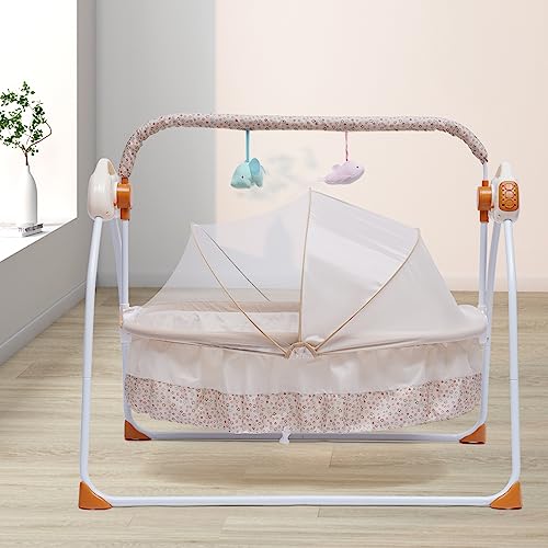 25kg Elektrische Babywiege belastbares Klappbett mit Bluetooth Auto-Swing Babyschaukel Musik-Schlaffunktion Spielt 12 Melodien