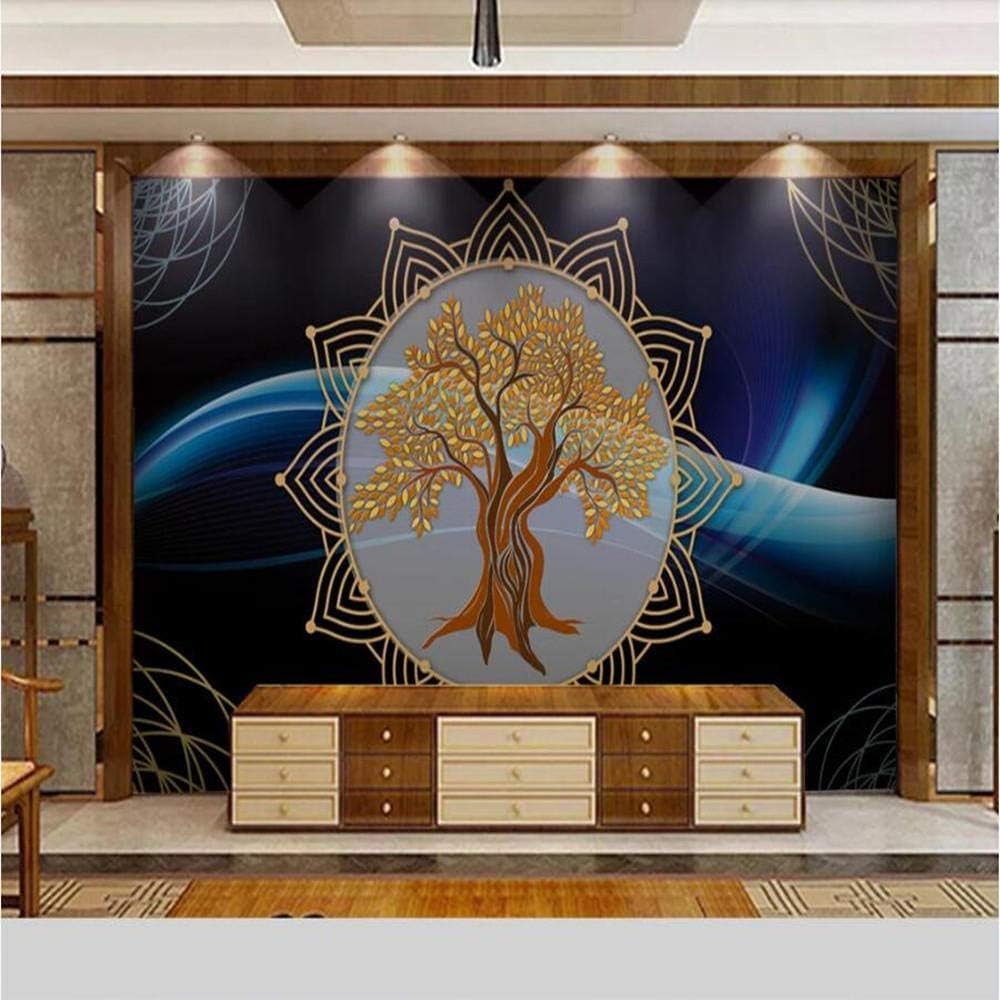 Abstrakter Baum Geometrisches Muster 3D Tapete Poster Restaurant Schlafzimmer Wohnzimmer Sofa TV Dekorative Wand-200cm×140cm