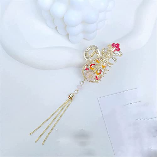 ORLOVA Haarklemmen, Clip-Haarspangen, Klauen-Clips, Retro-Pipa-Quasten-Perlen-Haarnadel for Frauen, Haarschmuck, Hai-Clip, Kopfschmuck-Zubehör 01 (Farbe: 2) (Color : 4)