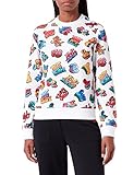 Love Moschino Damen Long Sleeves Crew-neck Brand Graffiti Printed Fleece Sweatshirt, Graffiti Bianco, 38 EU