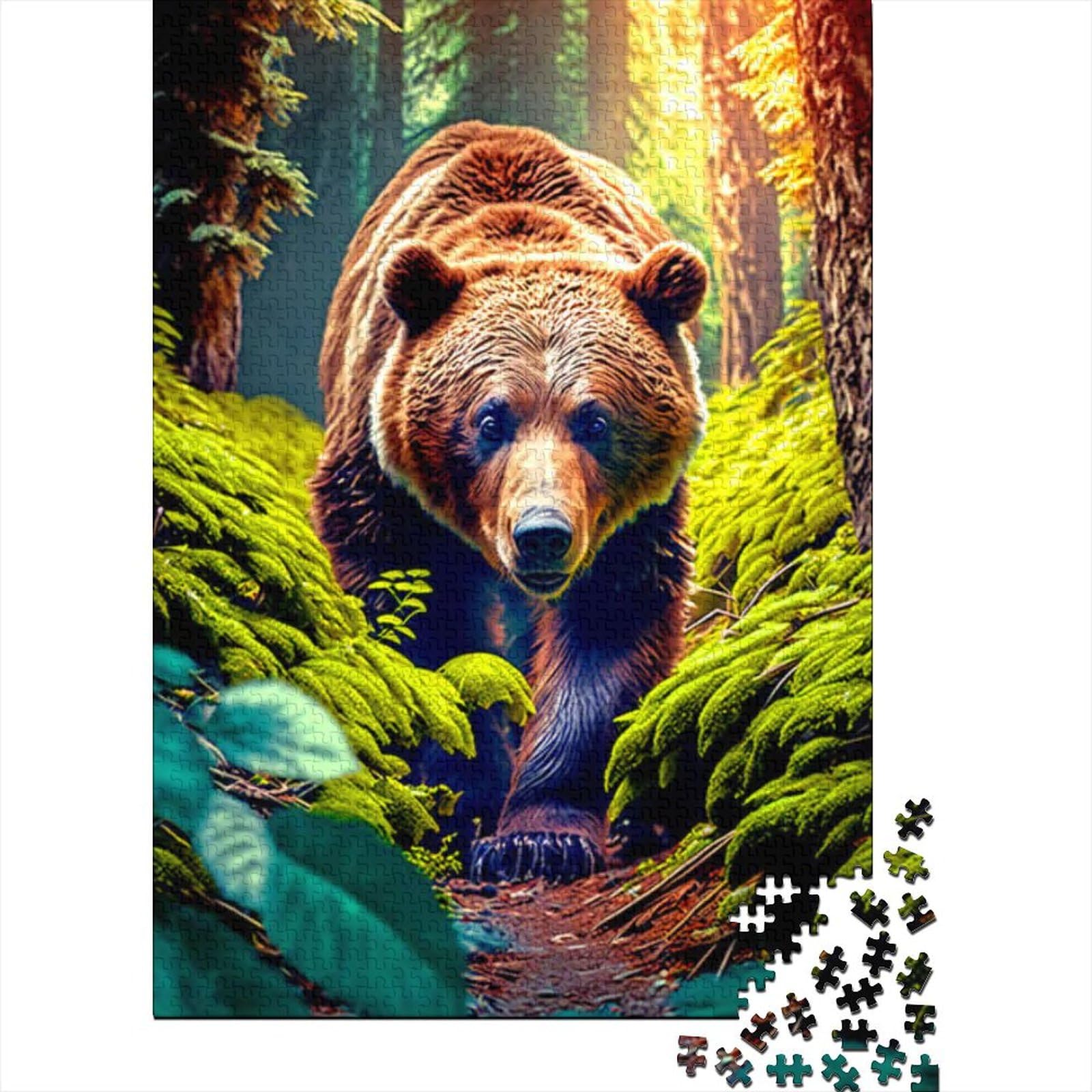 Puzzle für Erwachsene mit 1000 Teilen, Motiv: Bär, für Erwachsene, Teenager, Puzzle für Erwachsene, Lernspiel, Herausforderungsspielzeug, 75 x 50 cm