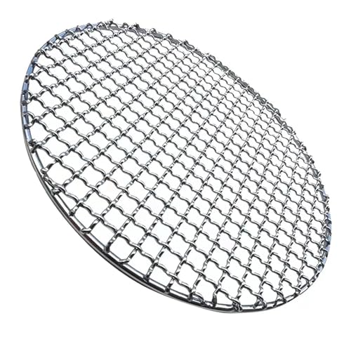 FFENFRYOU Rostfreies Grillnetz,Runder BBQ-Grill, Grillroste, rund, 304 Edelstahl, Grillgitter, Grillgitter, Antihaft-Drahtnetz, Holzkohle-Grillgitter(40.5cm Diameter)