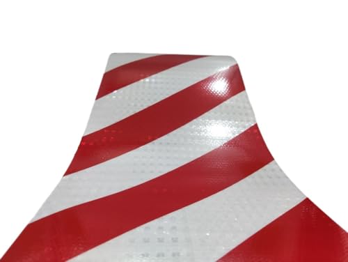 WEKOW 20CM × 3M Rot Weiß Reflexstreifen Nachtsicherheitswarnung Auffälligkeit Band Filmaufkleber Reflektierender Aufkleber Warnband (2)