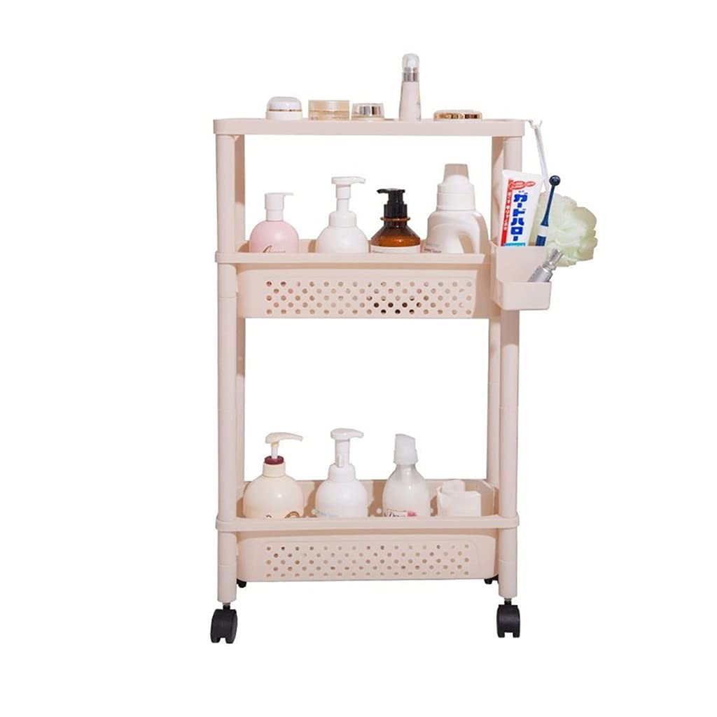 LASTRAN Aufbewahrungswagen, Schlanker Aufbewahrungswagen, 3-Tier/4-Tier Narrow Gap Küchenwagen, Bakinderzimmer Trolley mit Rädern, für Küche Garage Home Schlafzimmer Badezimmer, Khaki, Erhöht