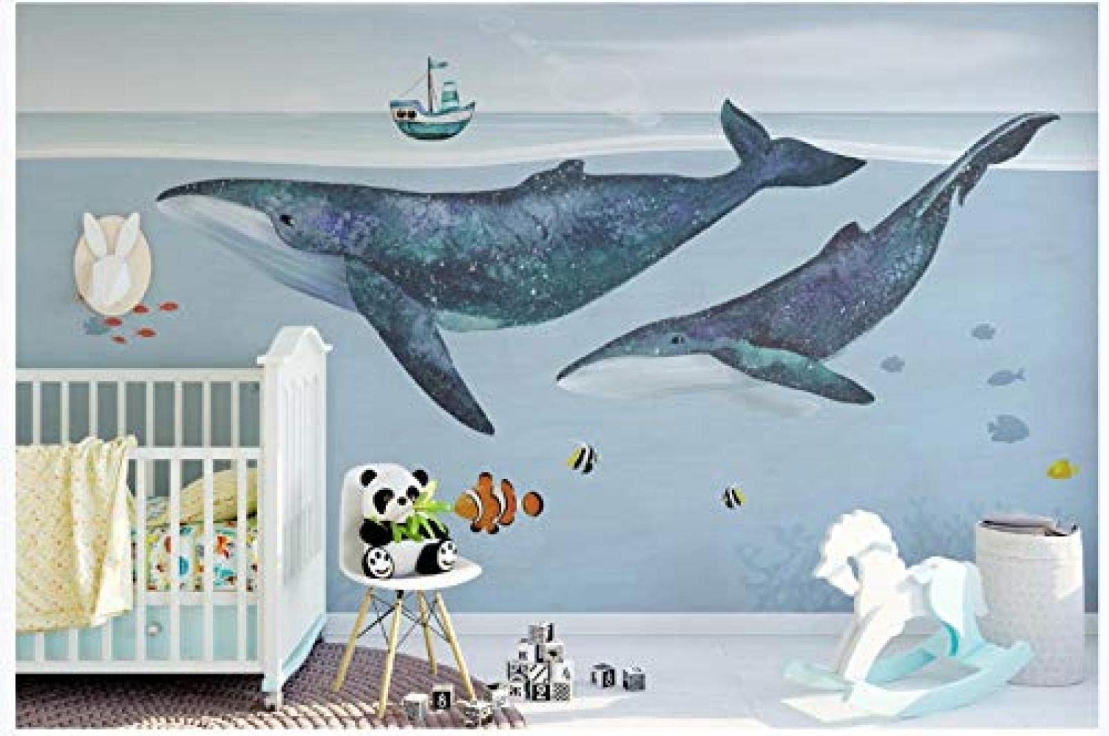 Wal Kinderzimmer Hintergrund Wand Unterwasserboot kleiner Fisch TV Wandbild Tapete Wanddekoration fototapete 3d Vlies wandbild Schlafzimmer-300cm×210cm