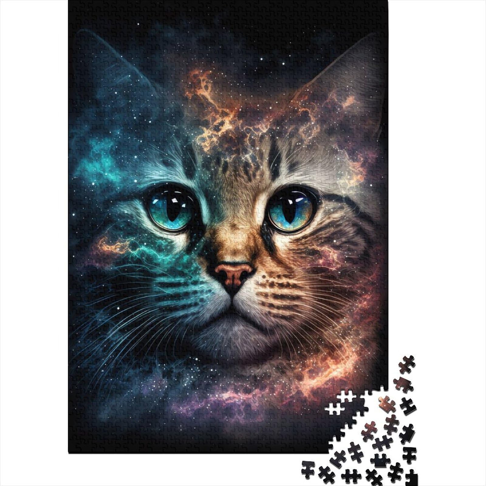 Kunstpuzzle für Erwachsene 1000 Teile Weltraumkatze Lustiges Puzzle für Erwachsene 1000 Teile Nachhaltiges Puzzle für Erwachsene 75x50cm