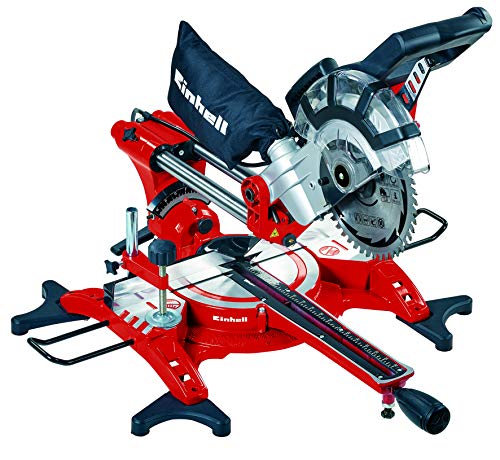 Einhell Zug Kapp Gehrungssäge TC-SM 2131 Dual (1800 W, Sägeblatt Ø 210 mm, Schnittbreite 310 mm, schwenkbarer Sägekopf, Laser)