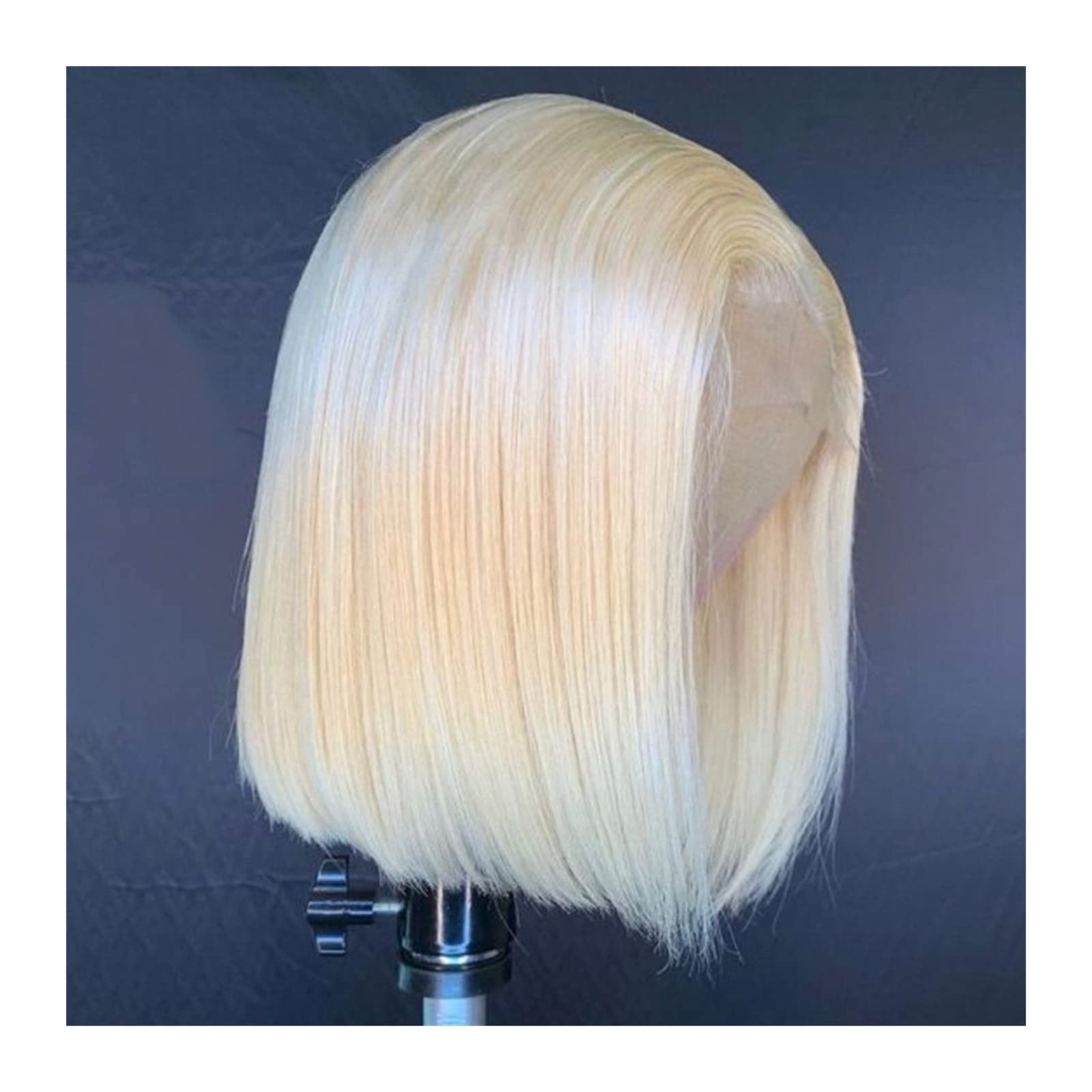 Perücken Blonde Bob-Perücken, Echthaar, Lace-Frontal-Perücke, brasilianisches Remy-Haar, kurze, gerade Bob-Spitze-Perücken for Frauen, vorgezupfter natürlicher Haaransatz, 613 HD Lace-Front-Perücke Da