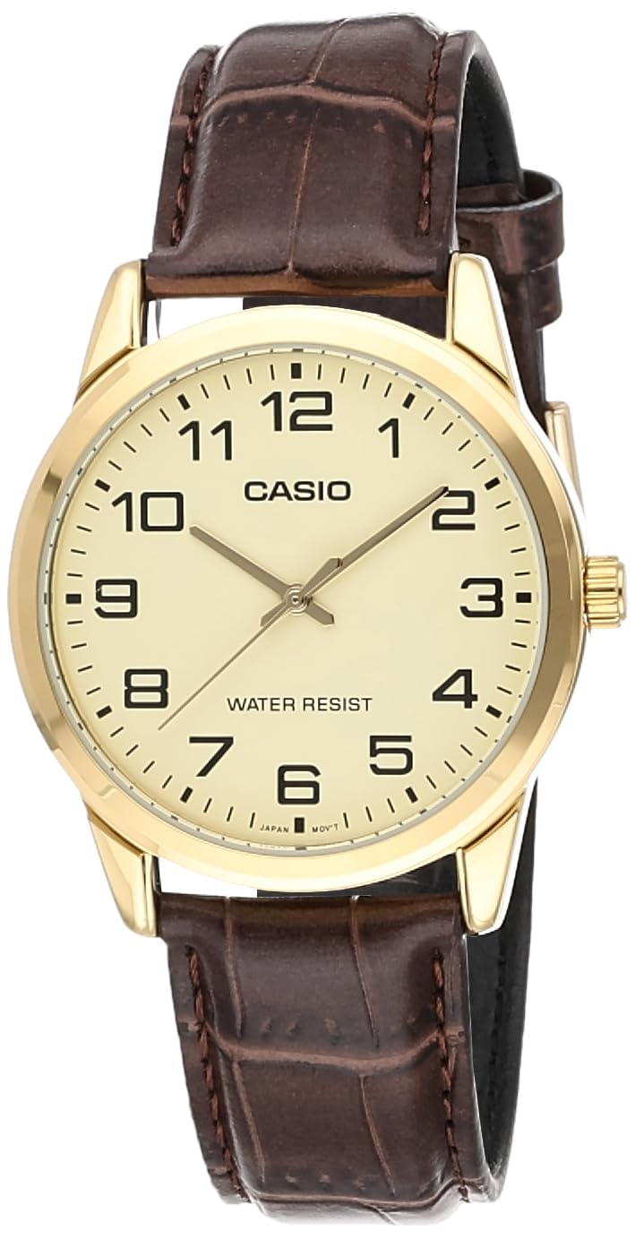 Casio Herren analog Uhr mit Leder Armband MTP-V001GL-9B