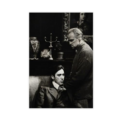 biegzc Poster auf Leinwand, Motiv: Michael Corleone und Vito Corleone, Wandkunst, Dekordruck, Gemälde für Wohnzimmer, Schlafzimmer, Dekoration, 60 x 90 cm