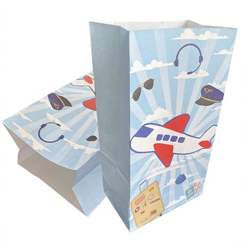 8 STÜCKE Flugzeug Goodie Bags Party Papier Geschenktüten Treat Bags Flugzeug Babyparty Gender Reveal Goodie Bags Kid Gift-1set 8pcs,24x13x8cm